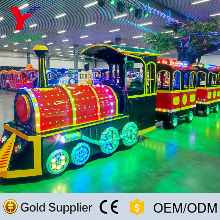 Attractive Outdoor Amusement Train Rides Tourist Kiddie Classic Vintage Mini Trackless Electric Kids Train For Sale