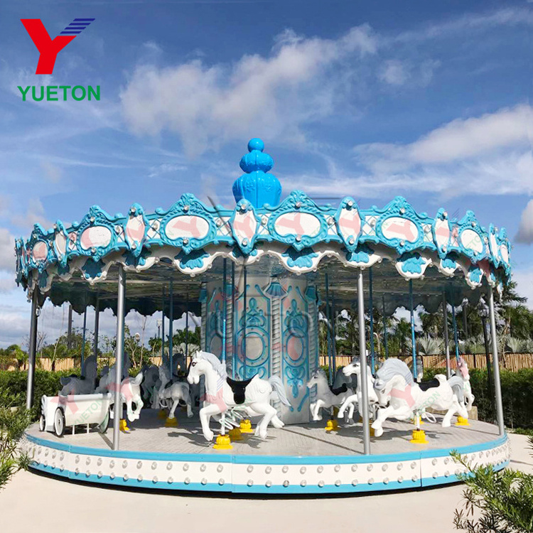 Fairground Attraction 16 Seats Kids Amusement Park Equipment Ride Electric Horse Merry Go Round Carousel For Sale