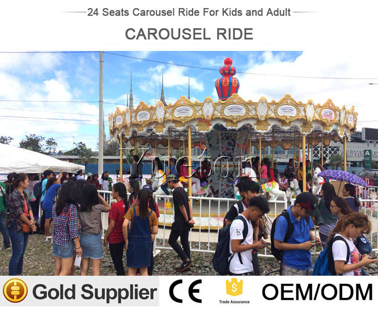 24 Seats Luxury Big Fairground Manege Forain Merry go round European Large Mange Carousel Horse Rides For Sale