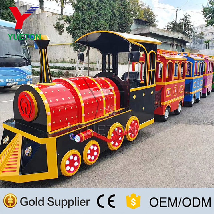 Attractive Outdoor Amusement Train Rides Tourist Kiddie Classic Vintage Mini Trackless Electric Kids Train For Sale