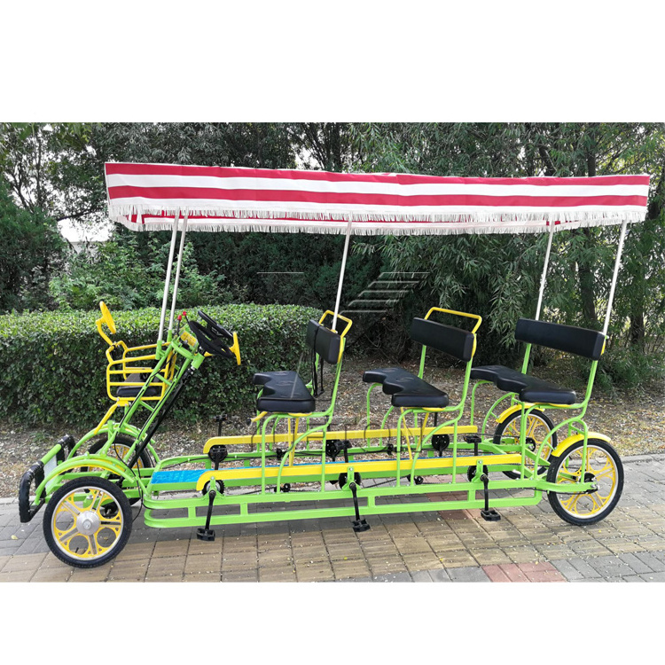 New Thickened Square Steel Body Bicycle 6 Person Tandem Bicycle Six Seat Bike For Family