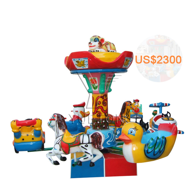 Professional Manufacturer Shopping Mall Amusement Park  Kids Small Kiddie Rides Mini Carousel For Sale