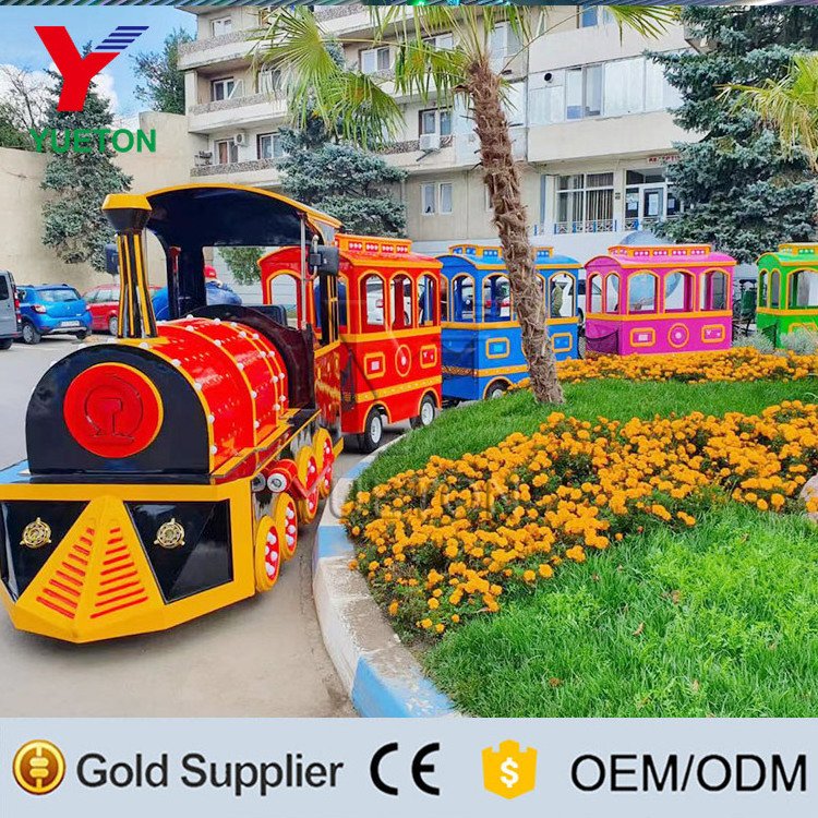 Attractive Outdoor Amusement Train Rides Tourist Kiddie Classic Vintage Mini Trackless Electric Kids Train For Sale