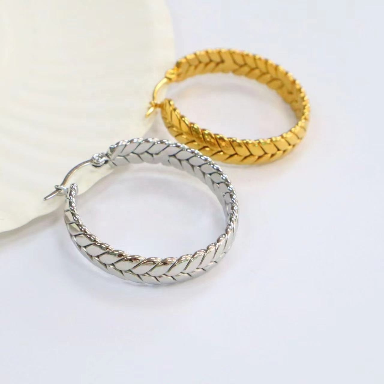 Modern Bohemian Woven Stainless Steel 18k Gold Hoop Earring For Women Boho Elegant Dangle Earrings Jewelry Wholesale Dropship Popular jewelry