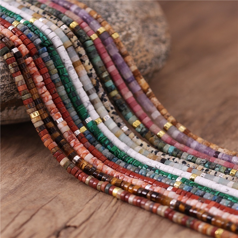 Fashion Natural Stone 2x4mm Heishi Rondelle Beads Choker Necklace For Women Layering Short Necklace Beach Jewelry Wholesale