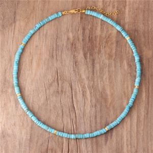 Fashion Natural Stone 2x4mm Heishi Rondelle Beads Choker Necklace For Women Layering Short Necklace Beach Jewelry Wholesale