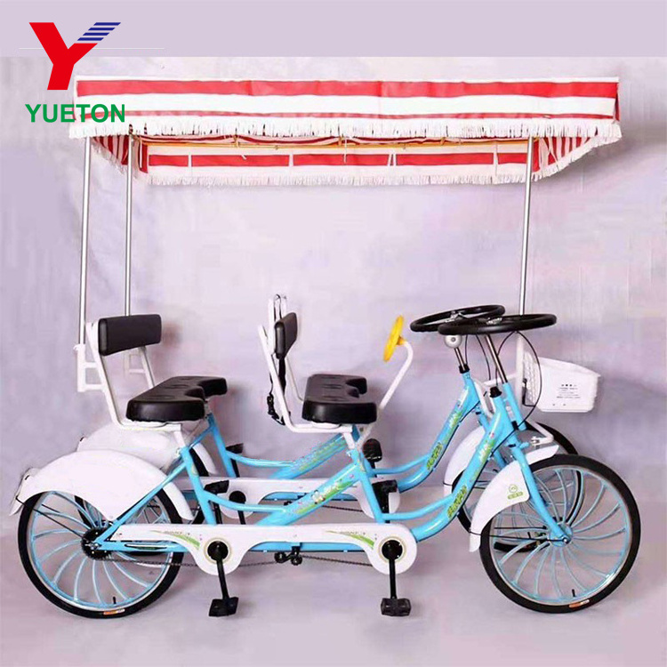 China Factory Leisure And Sightseeing Bike 4 Person Tandem Bicycle With High-Carbon Steel Frame