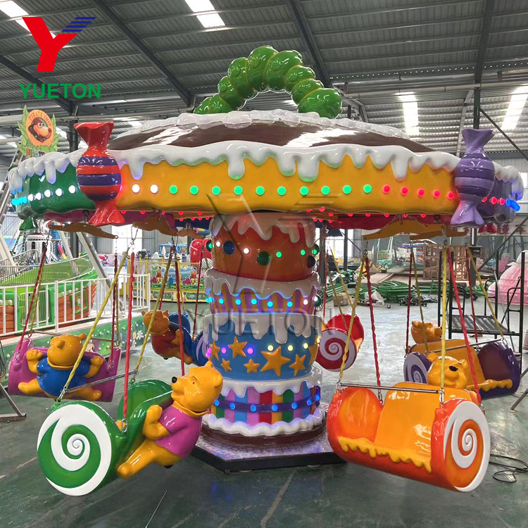 Children Center Attraction Manege Candy Theme Indoor Kids Amusement Park Mall Rides Kiddies Flying Chair Swing Ride For Sale