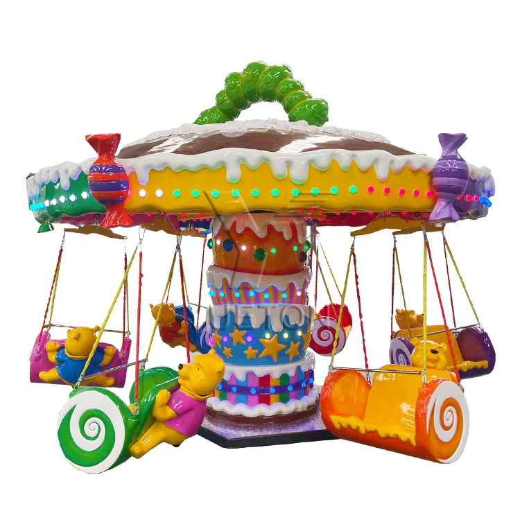 Children Center Attraction Manege Candy Theme Indoor Kids Amusement Park Mall Rides Kiddies Flying Chair Swing Ride For Sale