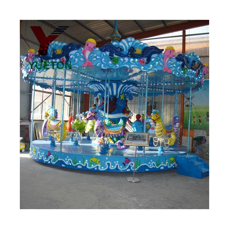 Park Game Amusement Luxury Christmas 16 Seats Rides Swing Ocean Theme Carousel For Sale