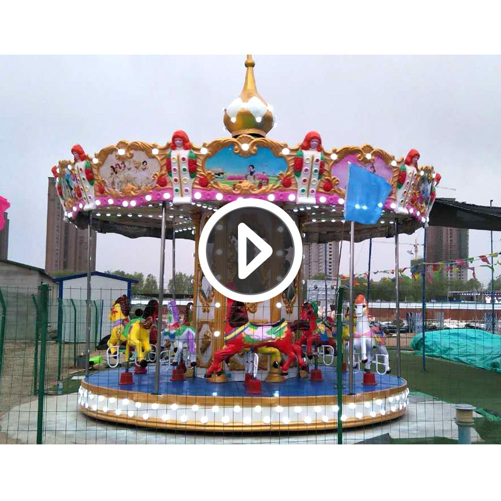 High Standard FRP Manufacturer 12 Seats Luxury Kids Carrousel Mini Carousel For Sale