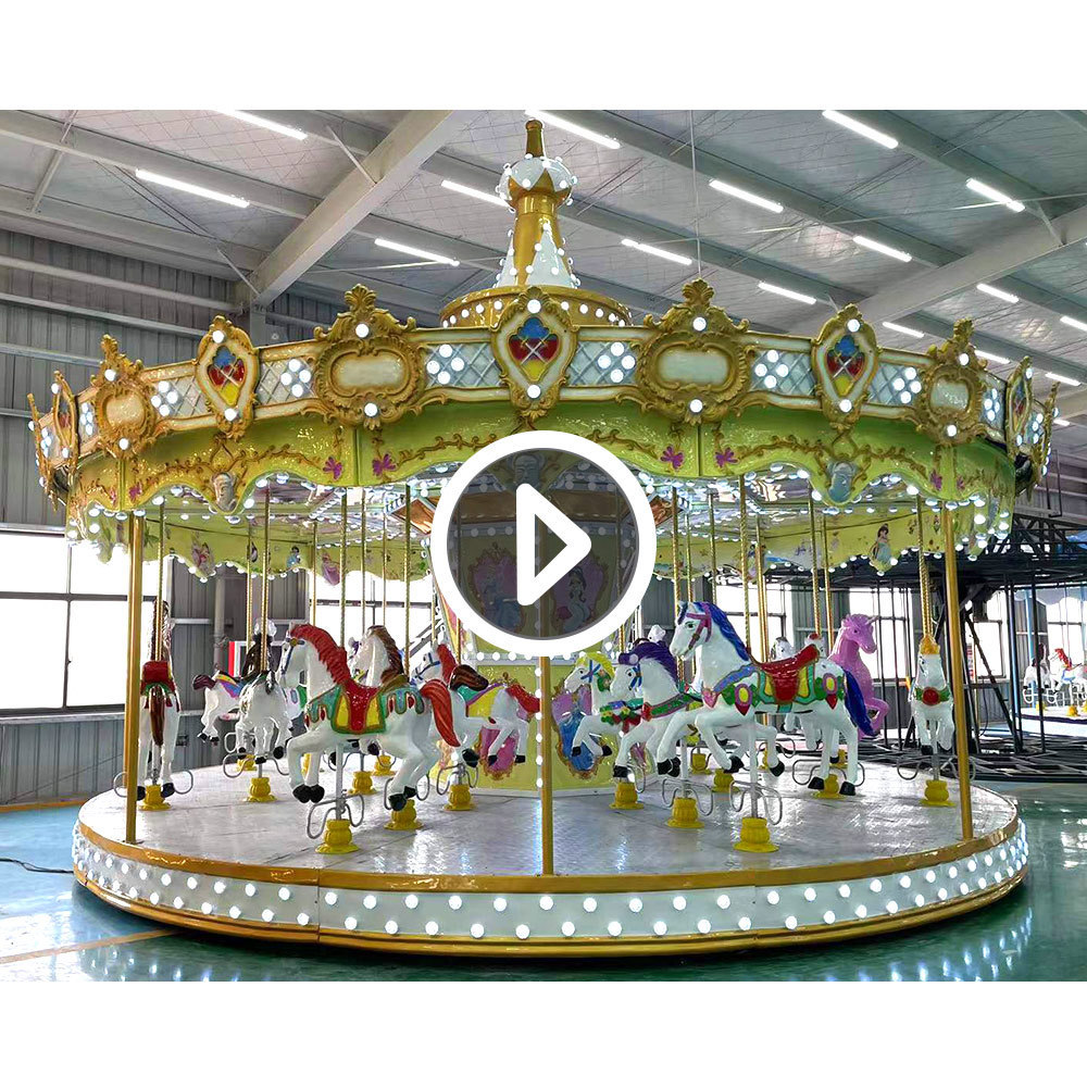 Fairground Amusement Park Rides Children Full Size Fiberglass Material Big Merry Go Round Carousel Horse For Sale