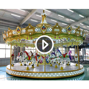 Fairground Amusement Park Rides Children Full Size Fiberglass Material Big Merry Go Round Carousel Horse For Sale