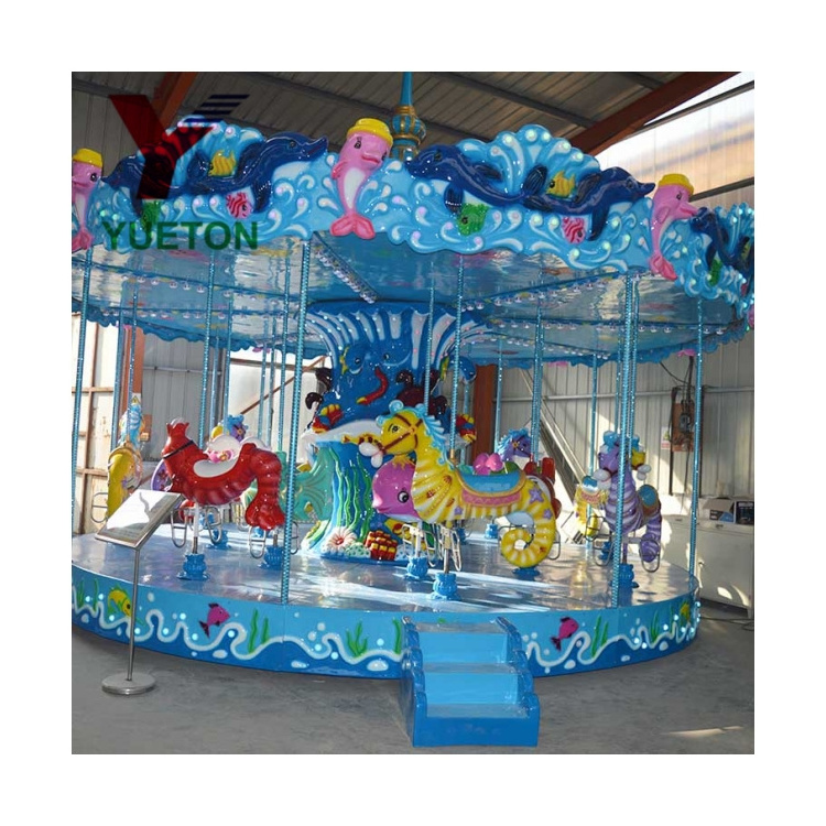 Park Game Amusement Luxury Christmas 16 Seats Rides Swing Ocean Theme Carousel For Sale