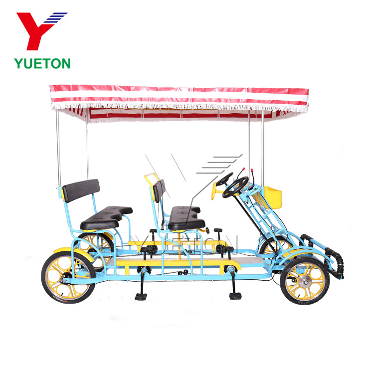 New Design Double Quad Bike Sightseeing Tandem Bicycle Four People Bicycle Tandem