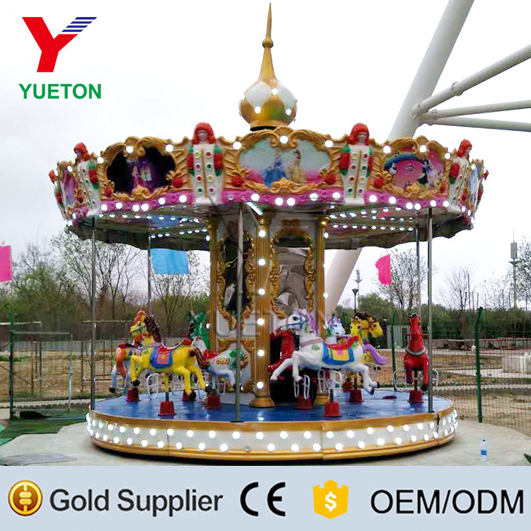 High Standard FRP Manufacturer 12 Seats Luxury Kids Carrousel Mini Carousel For Sale