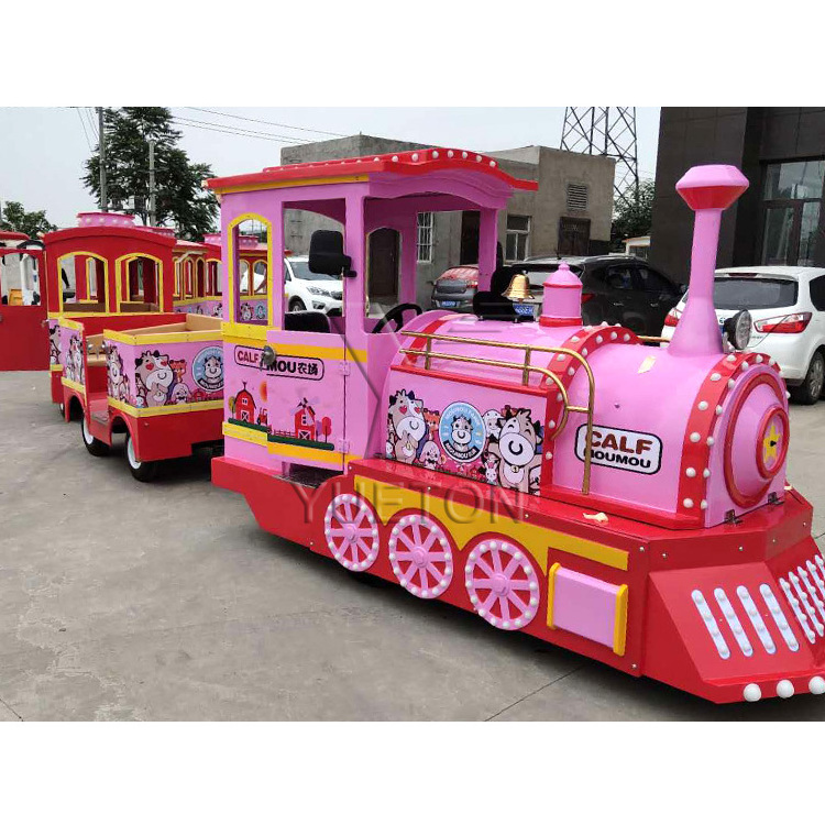 Amusement Park Electric Pink Trackless Train Wattman Trackless Train For Kids