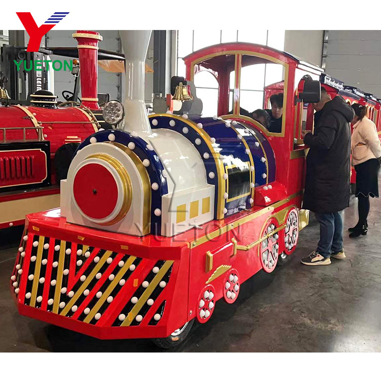 Hot Sale Fun Park Equipment Trains Manufacturer Cheap Electric Trackless Road Tourist Sightseeing Trackless Train For Sale