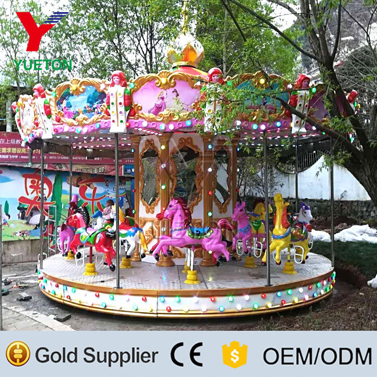 High Standard FRP Manufacturer 12 Seats Luxury Kids Carrousel Mini Carousel For Sale