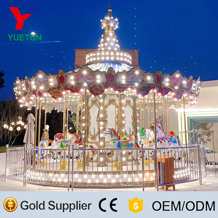 Amusement Park Plan Fiberglass Material Merry Go Round Carousel Horse Carousel Kids Carousel Ride For Sale