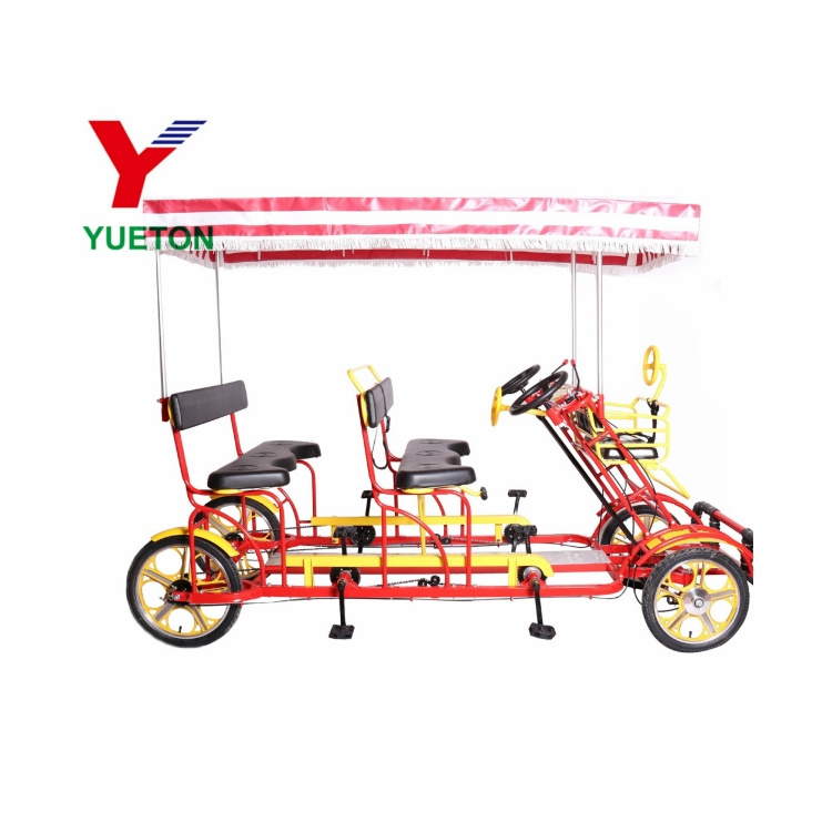 26 Inches Tandem Bike 4 Wheel Adult Pedal Sightseeing Tandem Bicycle 4 Seats  Bicycle