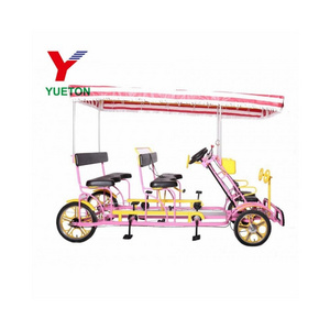 26 Inches Tandem Bike 4 Wheel Adult Pedal Sightseeing Tandem Bicycle 4 Seats  Bicycle