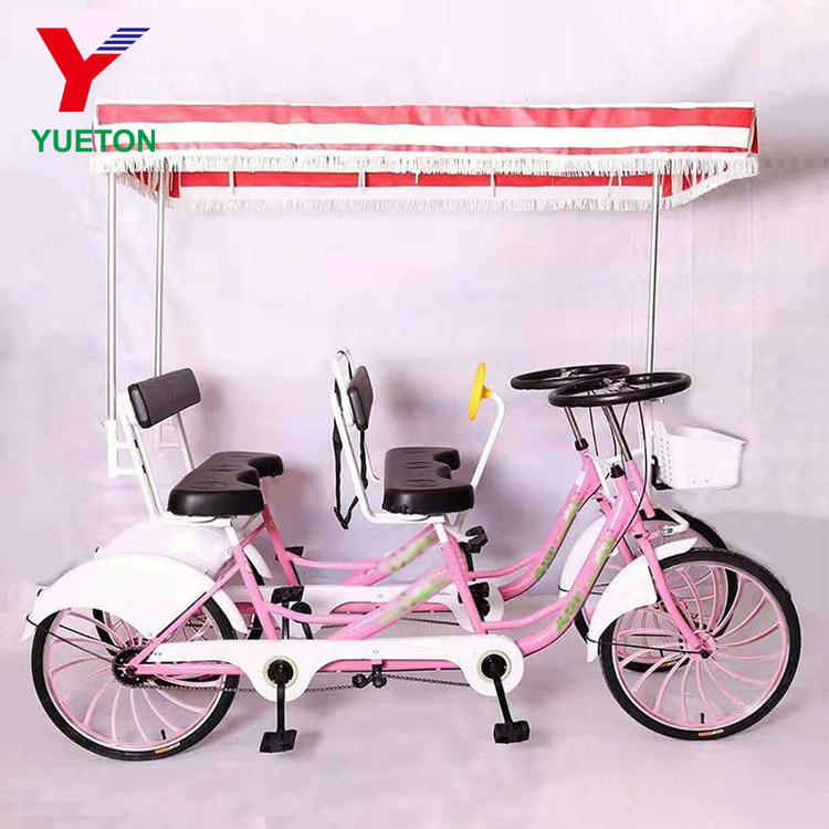 China Factory Leisure And Sightseeing Bike 4 Person Tandem Bicycle With High-Carbon Steel Frame