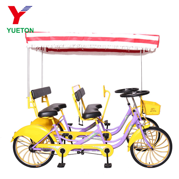 China Factory Leisure And Sightseeing Bike 4 Person Tandem Bicycle With High-Carbon Steel Frame