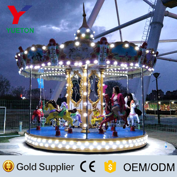 High Standard FRP Manufacturer 12 Seats Luxury Kids Carrousel Mini Carousel For Sale