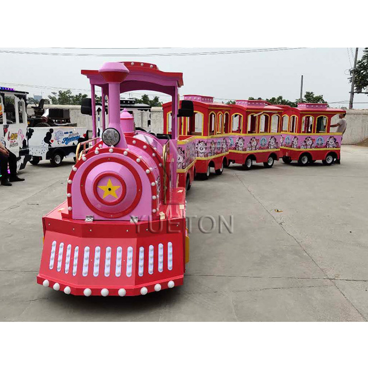 Amusement Park Electric Pink Trackless Train Wattman Trackless Train For Kids