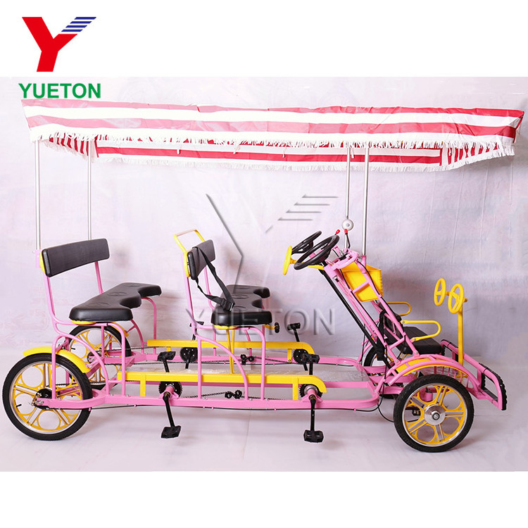 New Design Double Quad Bike Sightseeing Tandem Bicycle Four People Bicycle Tandem