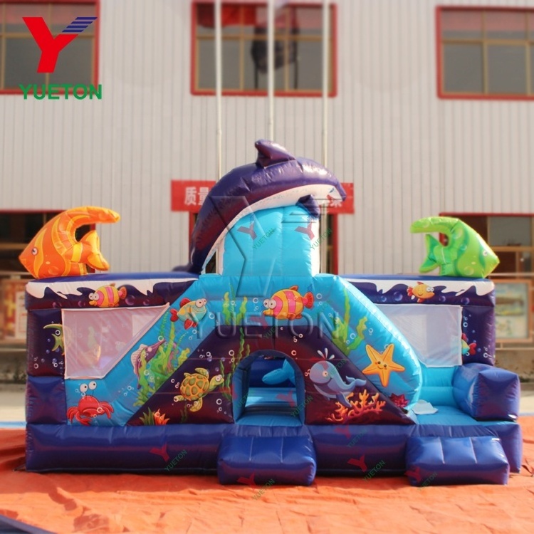 Hot Sale Zoo Theme Ocean Inflatable Playground Belly Beach Dolphin Bouncy Jumping Bouncer For Sale