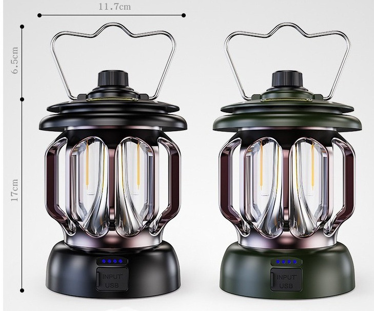 NPOT Retro Camping Lantern Rechargeable Mini Hanging Light Vintage Camp Lamp with 3 Lighting Modes Dimmable Outdoor Tent Lamp