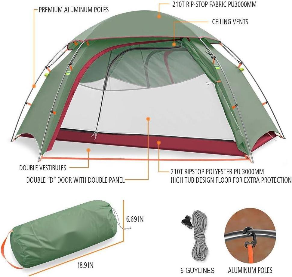 NPOT Ultralight Backpacking Tent Lightweight Waterproof Tents Easy Setup 1 or  2 Person Portable Camping Tent