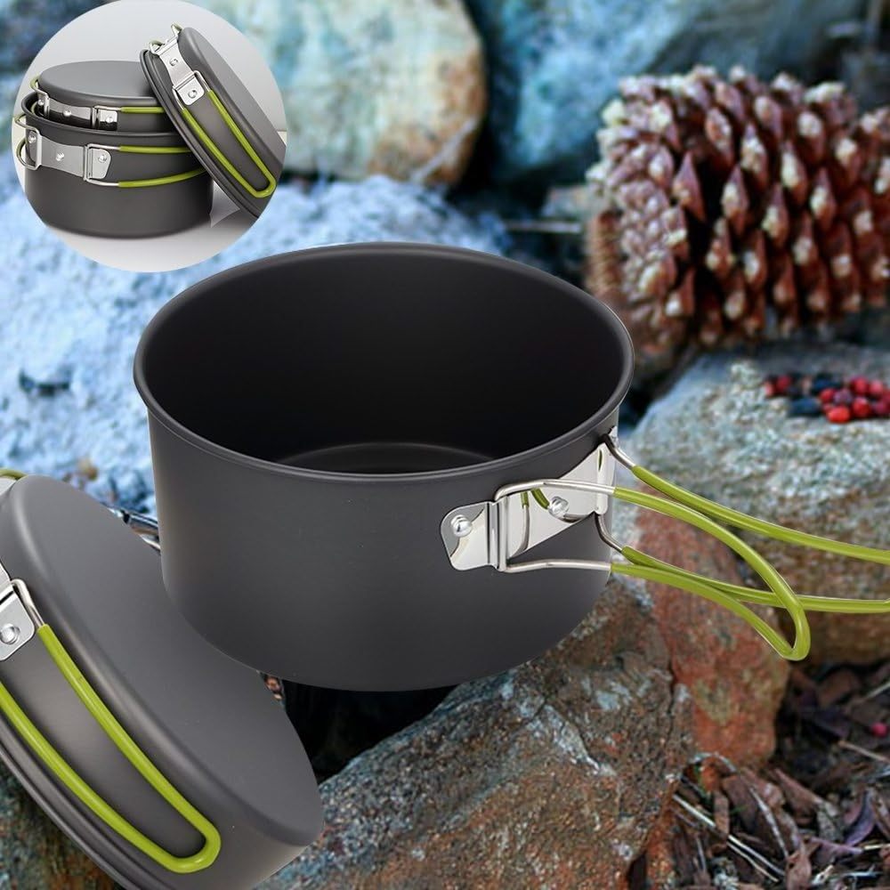 Camping Cookware Set Camping Gear Campfire Utensils Non-Stick Cooking Equipment Lightweight Pot Pan Bowls with Storage Bag