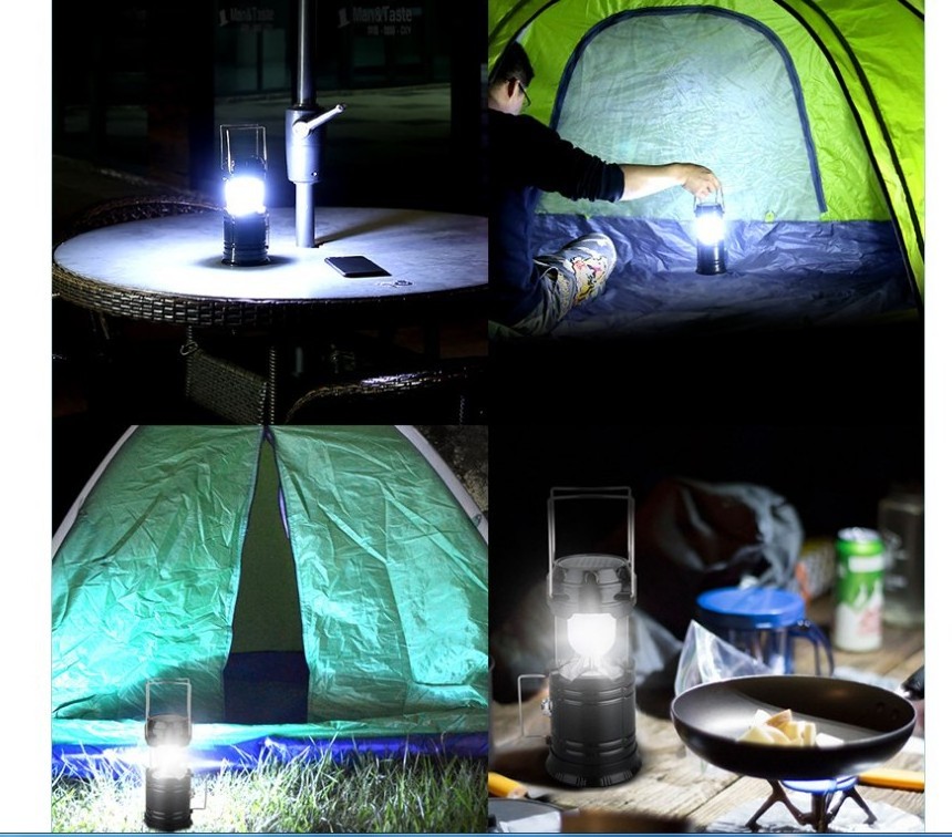 NPOT Collapsible LED Camping Lantern Lightweight Waterproof Solar USB Rechargeable Survival Kits for Indoor Outdoor Home