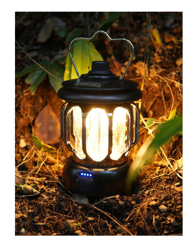 NPOT Retro Camping Lantern Rechargeable Mini Hanging Light Vintage Camp Lamp with 3 Lighting Modes Dimmable Outdoor Tent Lamp