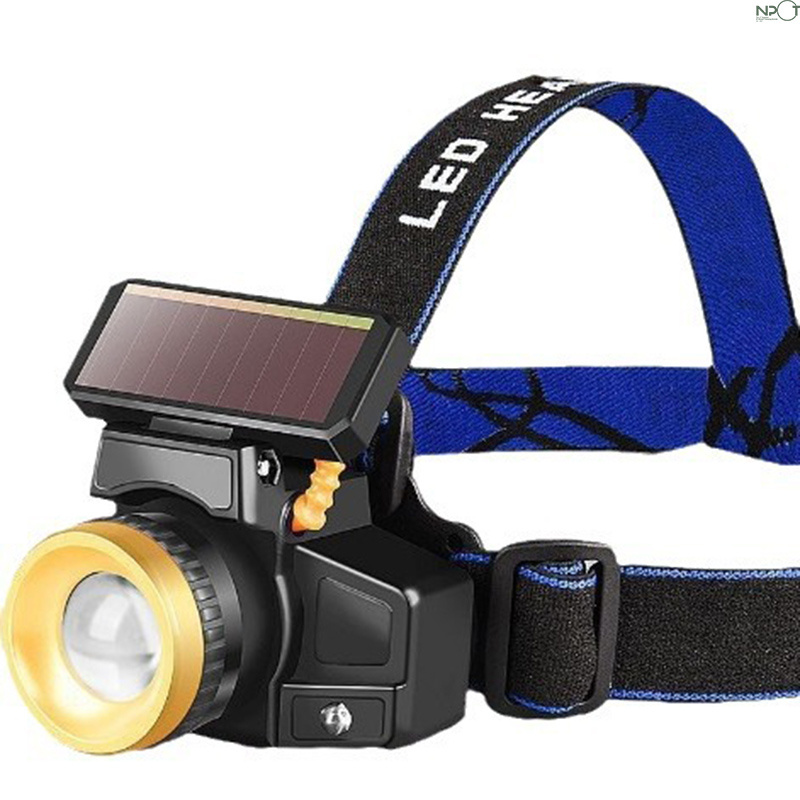 NPOT Solar Headlamp Rechargeable Headlight Portable Flashlight Suitable for Outdoor Activity