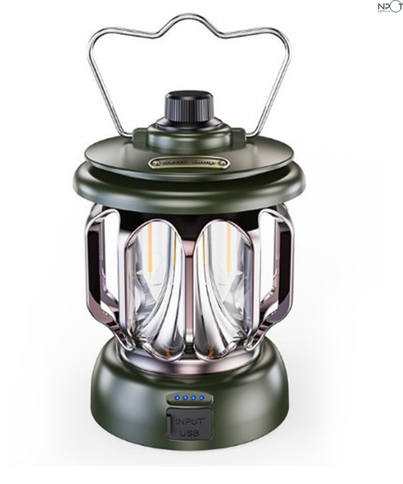 NPOT Retro Camping Lantern Rechargeable Mini Hanging Light Vintage Camp Lamp with 3 Lighting Modes Dimmable Outdoor Tent Lamp