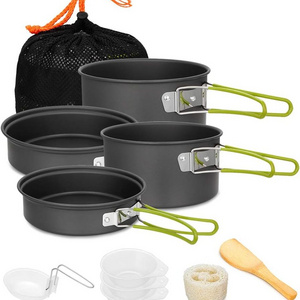 Camping Cookware Set Camping Gear Campfire Utensils Non-Stick Cooking Equipment Lightweight Pot Pan Bowls with Storage Bag