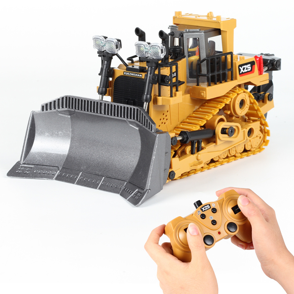 2.4G 9-Channel Remote Control Bulldozer Kids Alloy Remote Control Car With Light And Sound