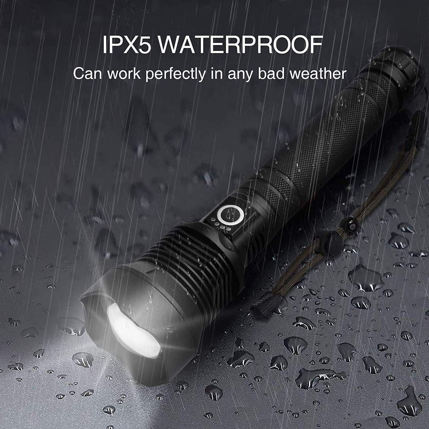 Waterproof  High Lumen Zoomable Most Powerful Torch Battery Powered or USB Rechargeable XHP70 XHP50 Flashlights