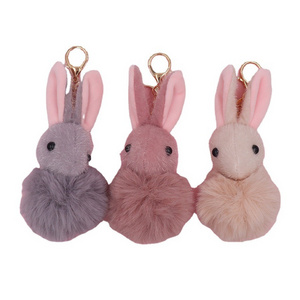 New arrival custom design fluffy soft stuffed plush rabbit bunny keychain with dolls