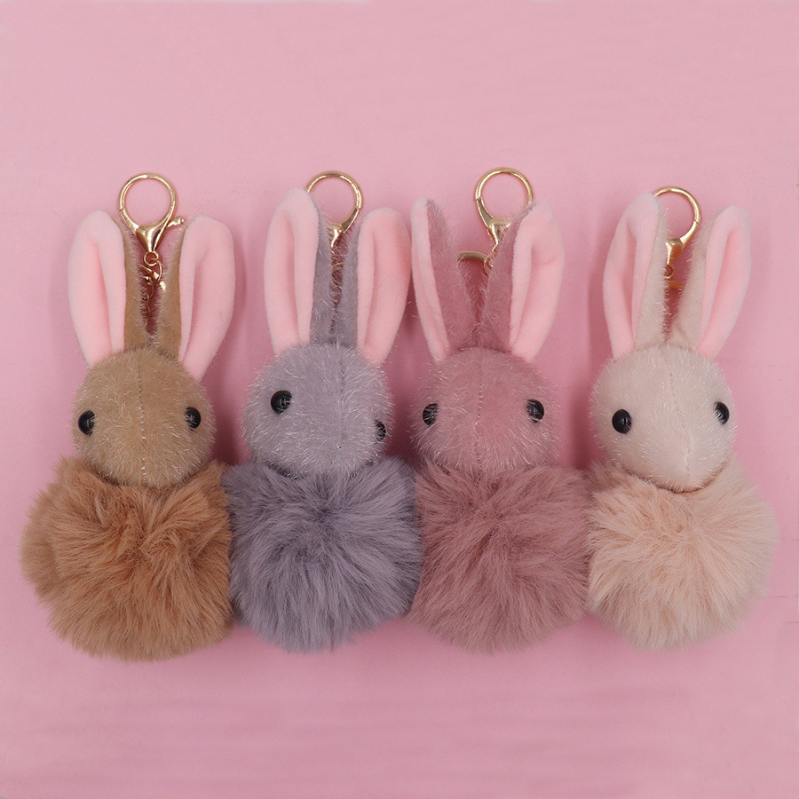 New arrival custom design fluffy soft stuffed plush rabbit bunny keychain with dolls