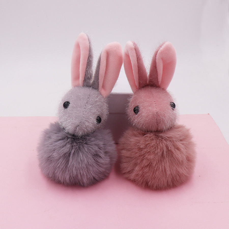 New arrival custom design fluffy soft stuffed plush rabbit bunny keychain with dolls