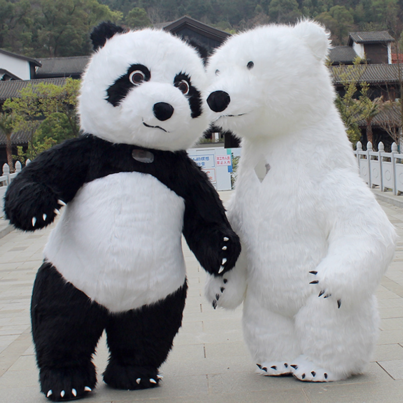 Hot sale Walking Cartoon Polar Bear and panda costume Custom giant inflatable panda costume