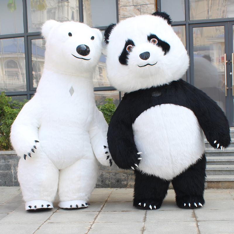 Hot sale inflatable walking mascot costume Funny Long plush Panda and Polar Bear cosplay costume