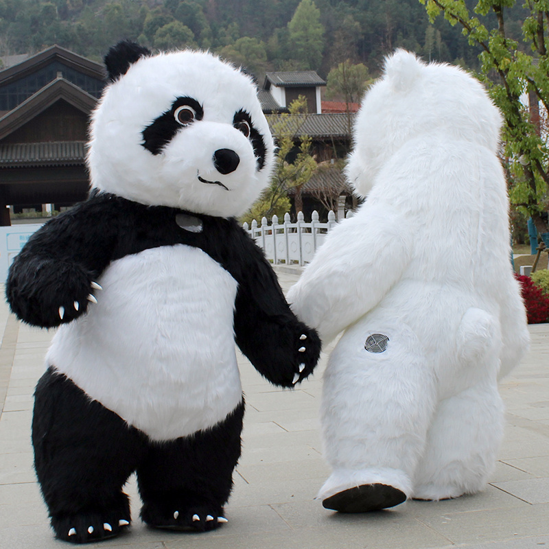 Hot sale Walking Cartoon Polar Bear and panda costume Custom giant inflatable panda costume