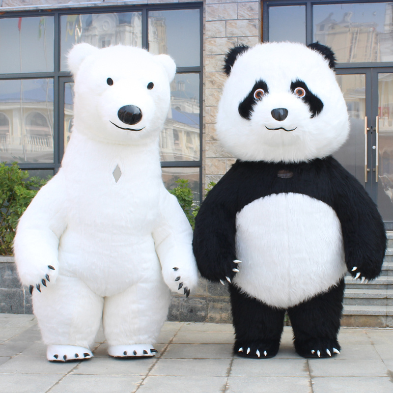 Hot sale inflatable walking mascot costume Funny Long plush Panda and Polar Bear cosplay costume