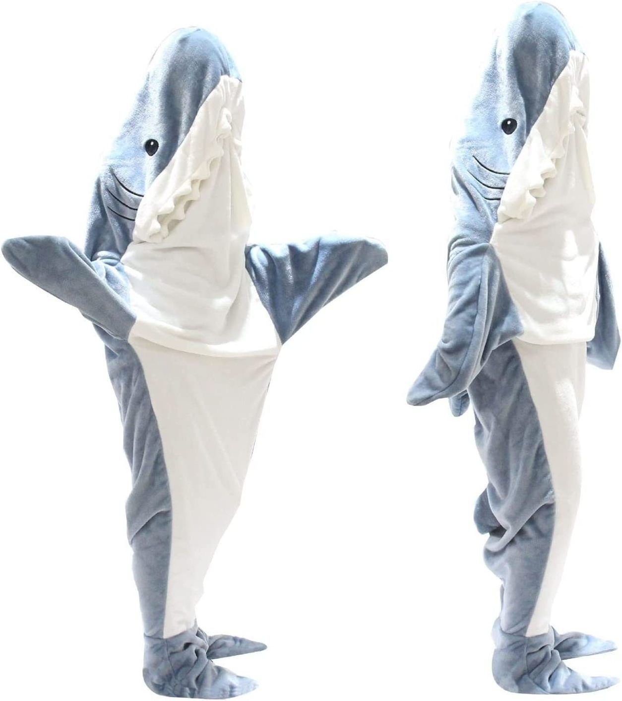 Super Soft Shark Blanket Flannel Sleeping Bag Shark Tail Fleece Hoodie adult size wearable shark blanket onesie